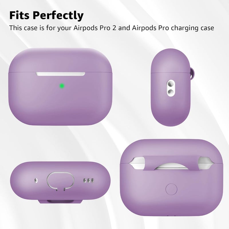 Tandoler Compatible with Airpods Pro 2 Case, Soft Silicone Skin Cover Protective Cases with Cleaner kit and Lanyard Compatible for AirPod Pro 2nd Generation, Front LED Visible-Lavender - Image 5